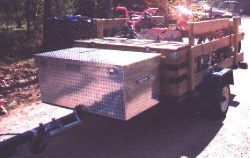 Our gear trailer all loaded and ready